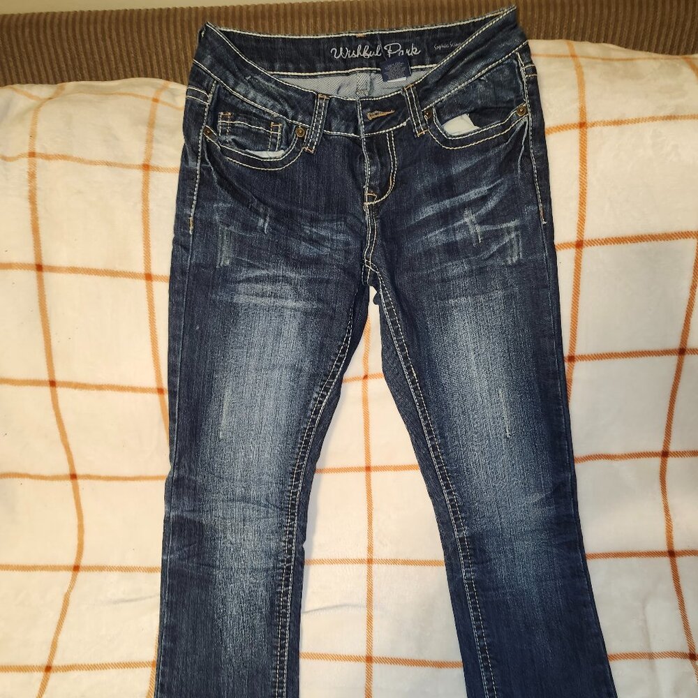 Dark Stonewashed Denim Skinny Jeans, Junior's Size 7